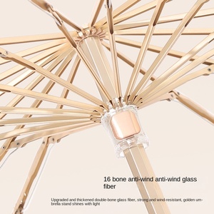 Parapluie solaire rétro grand format pour adulte, pliable en trois sections, avec colle de couleur os, double usage, haute valeur, protection solaire UV - Product Image 3