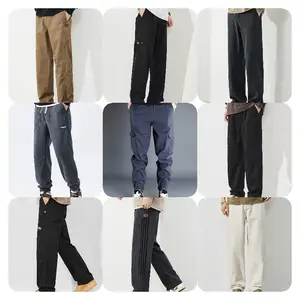 Pantalones informales de alta calidad de color caqui marrón, ropa de trabajo con múltiples bolsillos, pantalones informales largos elásticos para hombre
