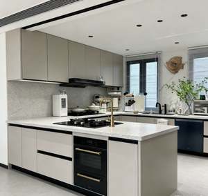 Armoires de cuisine modulaires personnalisées prêtes à assembler en MDF avec panier coulissant pour petit appartement - Product Image 3