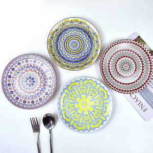 Juego de platos de cena de cerámica bohemios de estilo europeo nórdico de Material ABS duradero para uso en el hogar y restaurante patrón colorido - Product Image 5