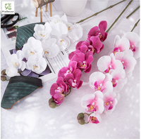 Fleur d'orchidée papillon artificielle de haute qualité à 9 têtes, en soie et latex, toucher réel, pour décoration de mariage et événements, vente en gros