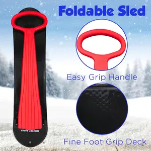 Snow Winter Outdoor Foldable HDPE Plastic Kids Scooter Snow Sled Sliding Ski Snowboard With Grip Handle