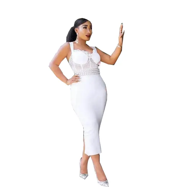 गर्म बेच सफेद महिलाओं सेक्सी Bodycon पट्टी शाम पोशाक