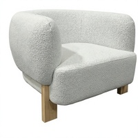 Fauteuil d'appoint moderne en velours avec structure en bois massif, assise moelleuse et dossier large, idéal pour le salon
