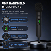 Système de microphone sans fil professionnel UHF 4 canaux XD04 avec 4 micros dynamiques portatifs, portée de 600 pieds
