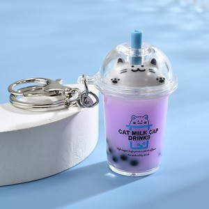 Niedlicher Milchtee-Schlüsselanhänger im Becher-Design mit Glitzer-Flüssigkeit und Boba für Kinder und Damen, Urlaubsgeschenk - Product Image 1