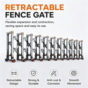 Barrière escamotable industrielle en acier inoxydable de 1,2 m de haut, robuste et extensible, pour la circulation routière, mobile et portable - Product Image 4