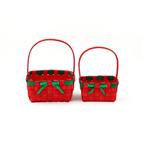 Vente en gros Nouveau panier de rangement pour bonbons de Noël Paniers de fleurs tissés en bambou conçus à la main
