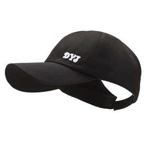 White Baseball Cap For Women With Ponytail Opening Sun Protection Duckbill Hat Spring Summer Canvas Hat - Product Image 2