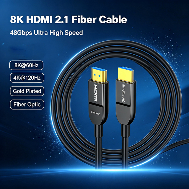 8K for 2.1 Active Optical Fiber Cable 48Gbps 8K 60Hz 4K 120Hz 24K Gold Plated for PS5 Xbox Switch Desktop HDTV Projector
