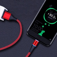 Câble USB de charge magnétique Data Led 360 Câble USB 3 en 1 Câble de charge à aspiration magnétique pour tous les téléphones
