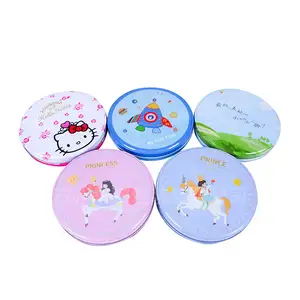 Various Sizes Colored Cute Round Tin Gift Box For Wedding Candy Cookies Wholesale Round Flat Tin Box Cookies