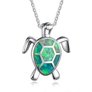 Collier pendentif animal en cristal bleu européen et américain pour femme, bijoux tendance, collier pendentif tortue en opale - Product Image 3