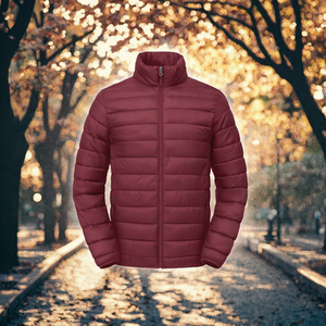 Chaqueta ligera para hombre, de nailon y poliéster, con relleno, cuello alto, cierre de cremallera, a prueba de viento, informal, para invierno. - Product Image 2