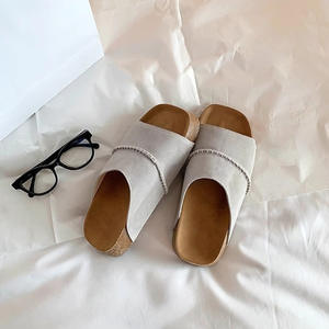 Sandalias de Cuero Genuino 2026, Zapatos de Mujer para Verano, Moda Retro de Corcho, Plataforma, Playa, Estilo Mule - Product Image 1