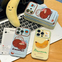 Coque personnalisable en silicone 3D motif banane et noix de coco, antichoc, grande fenêtre, pour iPhone 18 17 Pro Max – Nouvelle collection été, best-seller