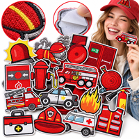Patch brodé de pompier en gros, motif camion de pompiers d'urgence, à thermocoller ou à coudre