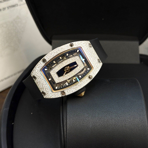 Montre automatique mécanique de luxe avancée pour <span class=keywords><strong>femme</strong></span>, design entièrement serti de diamants, 0701, avec diamant Moissanite flocon de neige noir sur cadran - Product Image 5