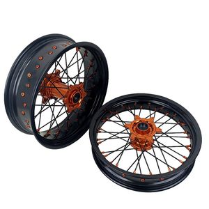 Juego de Ruedas <span class=keywords><strong>Supermotard</strong></span> de Aleación de Aluminio Anodizado ULB 17 de Alto Rendimiento, Nuevas, para Motocicletas EXC SXF 2003-2025 - Product Image 2