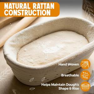 Panier de levage en silicone de qualité alimentaire pour la pâte à pain, kit de démarrage pour levain, bols de levage ronds et ovales pour la cuisson du pain au levain - Product Image 3