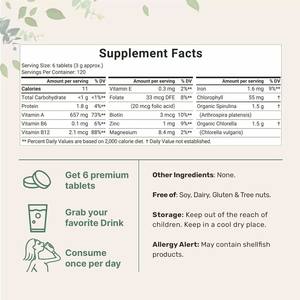 Bağışıklık Güçlendirici Takviyeler Helal <span class=keywords><strong>Spirulina</strong></span> Chlorella Tabletleri Chlorella Tabletleri - Product Image 2