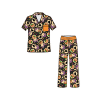 Ensemble de pyjama vintage en bambou à motif floral pour femme, vêtements de détente personnalisés à boutons, vêtements de nuit en bambou pour adultes, pour l'association familiale