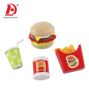Varda Simulatie Mini Keuken Eten Play Set Plastic Hamburger Frieten Burger Speelgoed Voor Kids