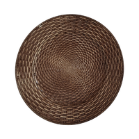 Assiettes de présentation jetables en plastique imitation rotin, durables et luxueuses, motif végétal moderne, rondes, pour la mise en table et la décoration de mariage