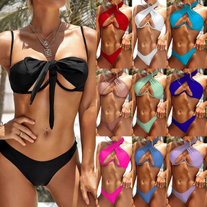 Venta Directa de Fábrica Nuevo Modelo 2026 Traje de Baño de Dos Piezas de Chifón de Color Sólido para <span class=keywords><strong>Mujer</strong></span> con Aros Sexy Bikini de Secado Rápido - Product Image 2