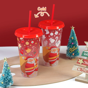 Nuevo Vaso Cambiador de Color 2025 con Tapa y Pajitas, Vasos de Café de PP para Fiestas de Navidad y Halloween, Vaso para Bebidas Frías - Product Image 5