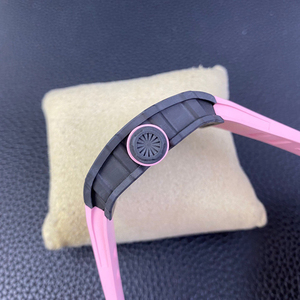 Reloj de Pulsera de Fibra de Carbono Estilo RM de Alta Calidad con Correa de Goma Rosa, Reloj Mecánico Automático para Hombre - Product Image 4