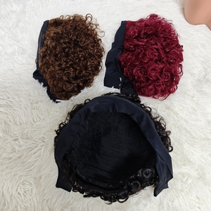 Promotion 12$ Perruques Courtes Bouclées Pixie F-115, 100% Cheveux Humains, Sans Lacet, Colorées, Vente en Gros Usine - Product Image 5