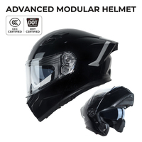 Casco Modular Abatible de ABS al por Mayor con Doble Lente Antivaho y Visera Solar, Casco Integral de Motocicleta Negro Unisex Listo para Usar