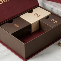 Boîte Calendrier Magnétique de Luxe Personnalisée Style Livre avec Petits Tiroirs en Carton pour Compte à Rebours des Fêtes, Bricolage, Artisanat, Emballage Cadeau Bijoux