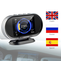 Smart Auto Meter Boost Gauge KONNWEI KW206 RPM Velocímetro HUD Head up Display Voltaje Alarma OBD2 EOBD Herramienta de diagnóstico de coche