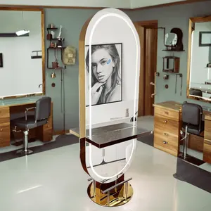 Einseitiger Barbier-Stations-Haarstyling-Spiegel LED-Salon-Spiegel zu verkaufen