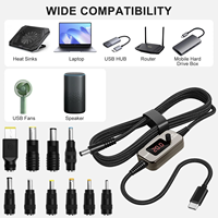 Adaptateur USB C vers DC 100W, câble PD avec 8 têtes de conversion DC et écran d'affichage