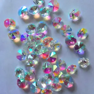 MH-DS060 Crystal AB Iridescent Chandelier Beads glass 14mm Octagon beads
