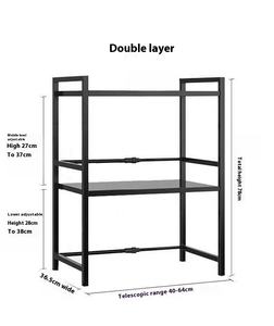 ชั้นเก็บของบนโต๊ะแบบพับเก็บได้สองชั้นชั้นชั้นเหล็กหนาหม้อหุง<span class=keywords><strong>ข้าว</strong></span>ไฟฟ้าเตาอบที่วาง<span class=keywords><strong>ไมโครเวฟ</strong></span>สำหรับห้องครัวครัวเรือน - Product Image 2