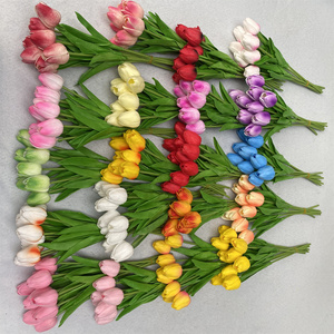Fleur artificielle en forme de tulipe en caoutchouc souple, <span class=keywords><strong>tige</strong></span> flexible, pour décoration intérieure et extérieure, fleurs en soie au toucher réel, vente en gros - Product Image 3