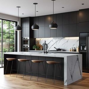Muebles de Cocina Modulares Modernos de Laca de Alto Brillo para Villa, Conjuntos Completos con <span class=keywords><strong>Isla</strong></span> de Cocina - Product Image 2