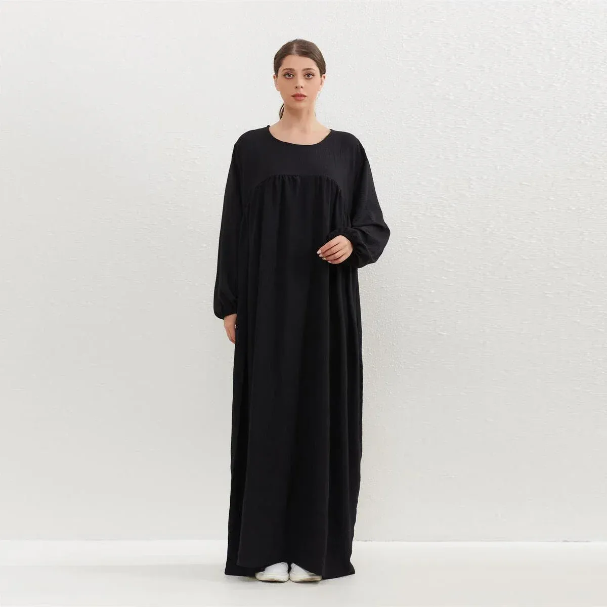 elegant black dress with sleeves Unique Vintage Black Delores Swing Dress with Sleeves