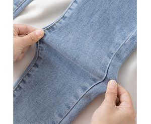 Pantalon en <span class=keywords><strong>jean</strong></span> <span class=keywords><strong>slim</strong></span> personnalisable printemps-automne, grande taille, bleu-gris, coupe crayon, longueur cheville - Product Image 5