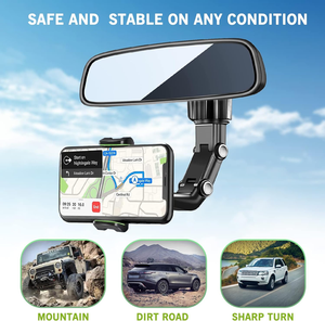 Support de téléphone pour rétroviseur de voiture, rotatif à 360° et rétractable, amélioré avec de nouveaux matériaux - Product Image 5
