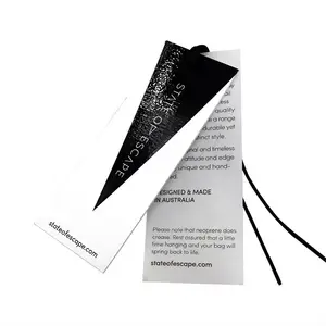 Label garmen daur ulang mewah kustom tag gantung timbul kardus khusus pakaian hangtag untuk Logo pakaian
