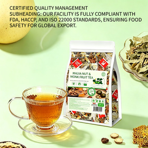 Sachets de thé vert pyramidaux biodégradables au fruit du moine, à la malva et aux noix, en nylon premium, sans sucre, sans caféine, pour une protection vocale et une touche florale - Product Image 1