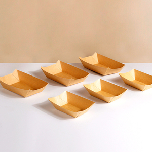 Descartável personalizado Logo Takeout Paper Bowl Piquenique Camping Batatas fritas Snack Sobremesas Bandeja Placa Embalagem Kraft Boat Box - Product Image 4