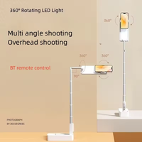 Smartphone-Ständer mit LED-Ringlicht, Tragbares Erhöhtes Stativ, Mini Faltbarer Ständer für Live-Auftritte mit Fernbedienung