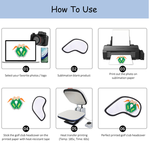 Housse de protection pour fers de golf en néoprène vierge pour sublimation, imprimable double face, avec fermeture Velcro pour la personnalisation et la protection des clubs de golf - Product Image 6