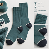 Chaussettes thermiques en coton éponge pour homme, couleur turquoise, avec talon et bout renforcés en coton éponge et spandex, tricot côtelé, gradation des tailles